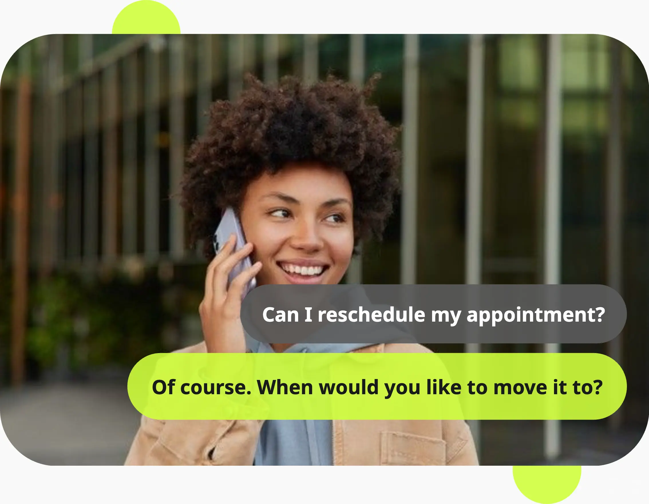Booking interface mobile